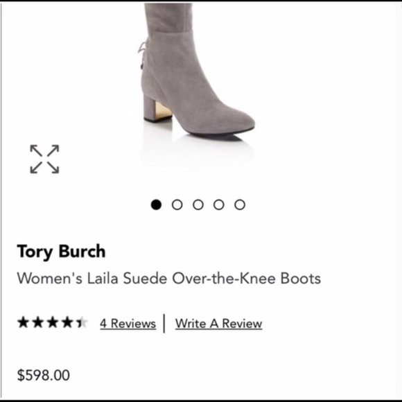 NWT TORY BURCH Laila Gray Suede Over The Knee Gold Plated Heel Boot | Size 6.5 - Picture 7 of 14
